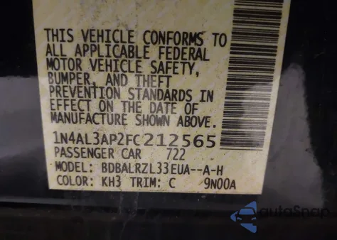 2015 Nissan Altima 2.5 Sl z USA, uszkodzony, nr VIN 1N4AL3AP2FC212565